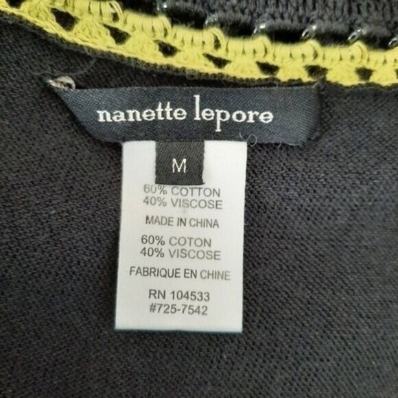 NANETTE LEPORE Crochet-Trimmed Knit Mini Dress Sz M - Picture 10 of 10